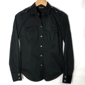 New York & Company Classic Black Womens Stretch Shirt Size XS